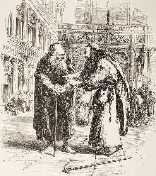 Illustration for The Merchant of Venice, Shylock and Tubal meet in the street, Act III