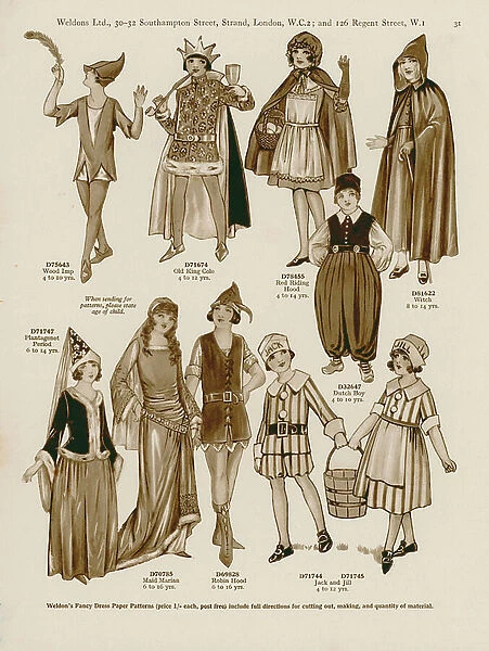 Illustration for Weldon's Children's Fancy Dress catalogue, 1940s (litho)