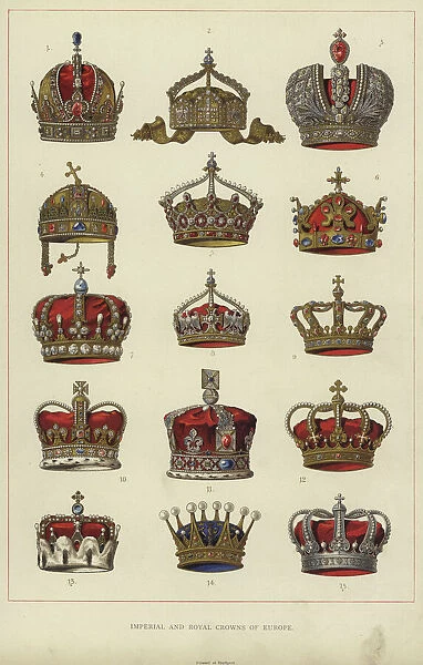 Imperial and Royal Crowns of Europe (colour litho)