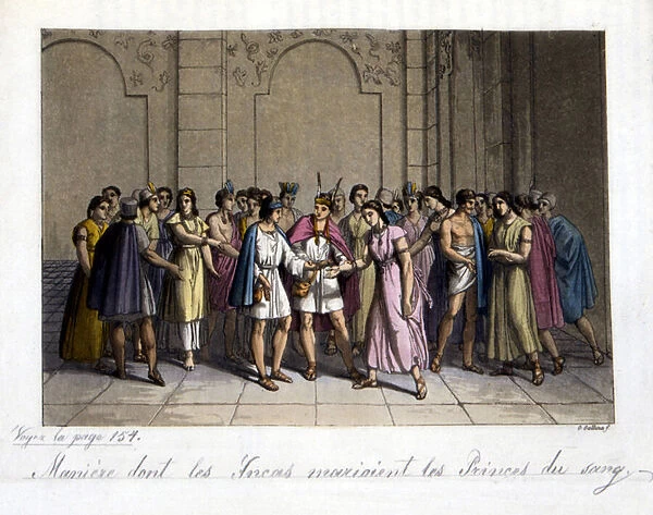 How the Incas married the princes of blood - in 'The Old and Modern Costume'by Jules Ferrario, 1819 - 1820