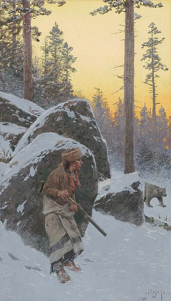The Indian Bear Hunter, 1911 (watercolour on paper mounted on board)