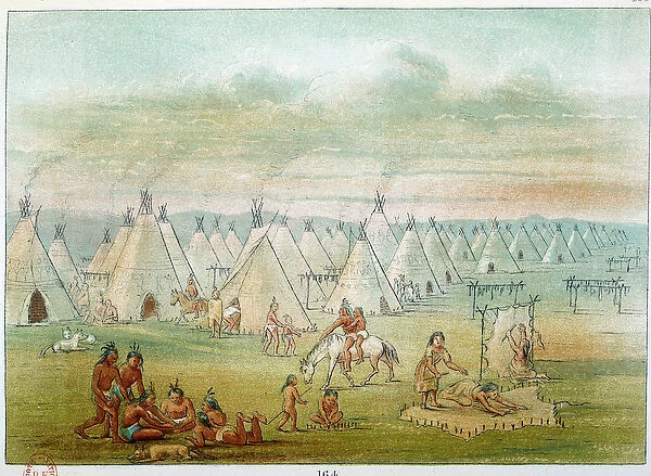 Indians of America: village commanche the tents are made of bison skins