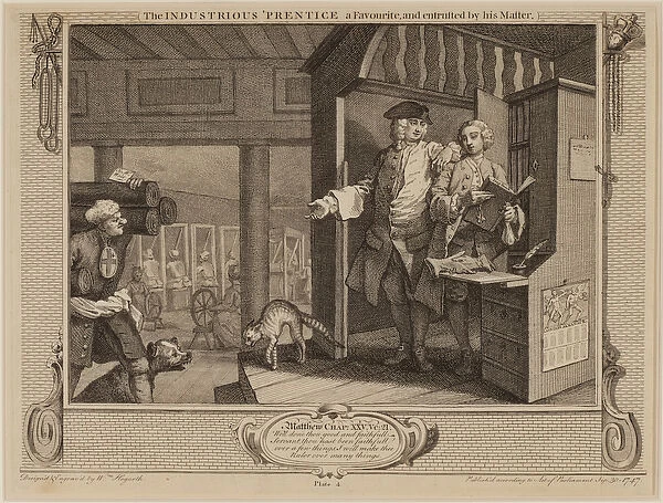The Industrious Prentice a Favorite, and Entrusted by his Master, 1747 (engraving)