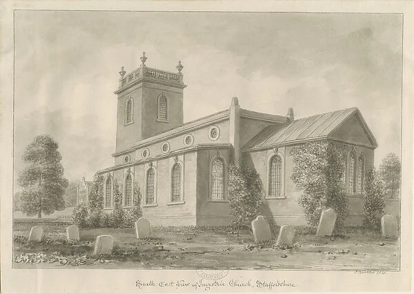Ingestre Church: sepia drawing, 1841 (drawing)