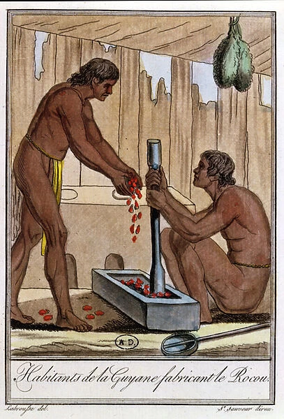 Inhabitants of French Guyana preparing Annatto, from Encyclopedie des Voyages