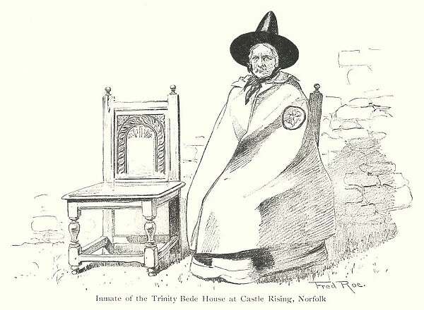 Inmate of the Trinity Bede House at Castle Rising, Norfolk (litho)