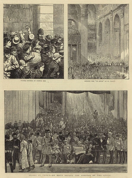 Inside St Paul s, an Hour before the Arrival of the Queen (engraving)