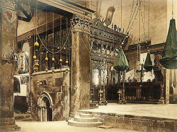Interior of the Church of the Nativity, Bethlehem, c. 1880-1900 (photochrom)