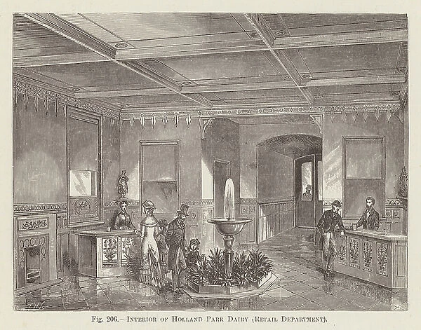 Interior of Holland Park Dairy, Retail Department (engraving)