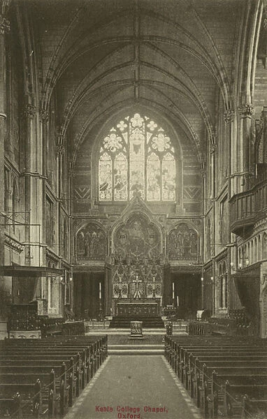 Interior, Keble College Chapel, Oxford, Oxfordshire (b  /  w photo)