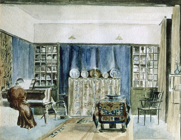 Interior of Kelmscott Manor (w  /  c on paper)