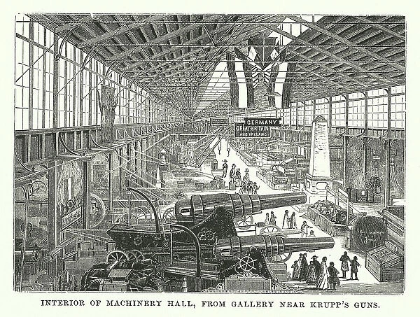 Interior of Machinery Hall, from Gallery near Krupp's Guns (engraving)