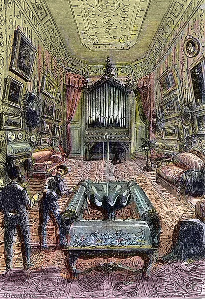 Interior of the Nautilus, illustration from 20, 000 Leagues Under the Sea