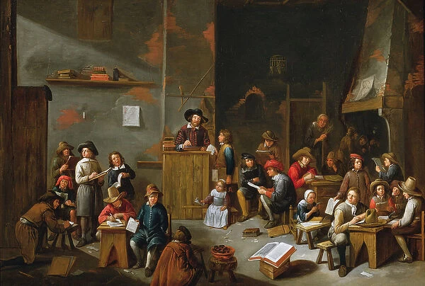 The Interior of a School Room (oil on canvas)