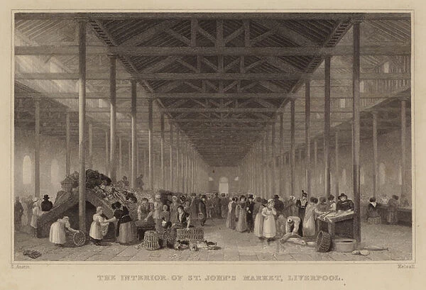 The Interior of St Johns Market, Liverpool (engraving)