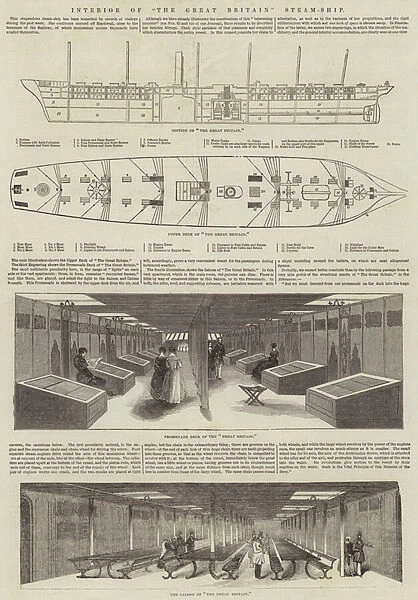 Interior of 'The Great Britain'Steam-Ship (engraving)