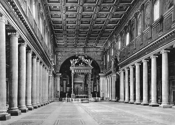 Interior view of the main nave (b  /  w photo)