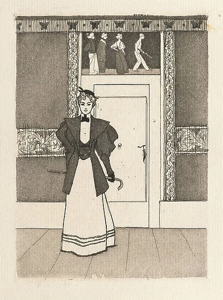 Interior with Young Woman in Walking Costume, 1895 (etching and aquatint)