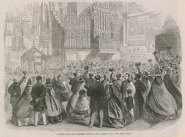 The International Exhibition; A scene near the eastern dome on the closing day (engraving)