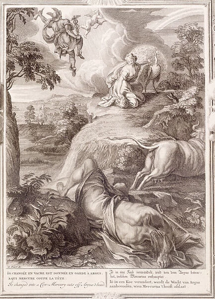 Io Changed into a Cow: Mercury Cuts Off Argus Head, 1730 (engraving)