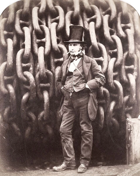 Isambard Kingdom Brunel, standing in front of the launching chains of the