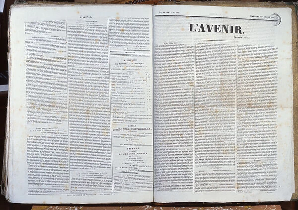 Last Issue of the Journal L Avenir, 16th November, 1830 (printed paper)
