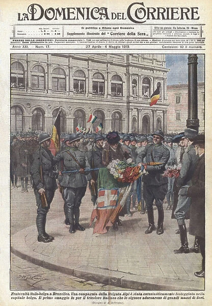 Italian-Belgian Fraternity in Brussels (Colour Litho)