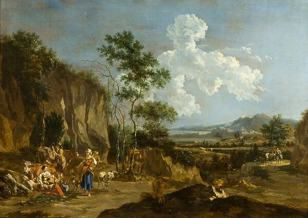 Italian Landscape (or Labourer Lunching), 18th century (oil on canvas)