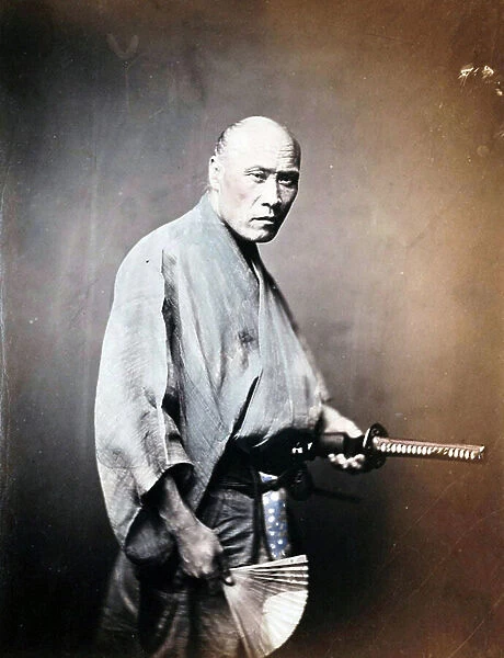 Japanese man in Kimono with sword