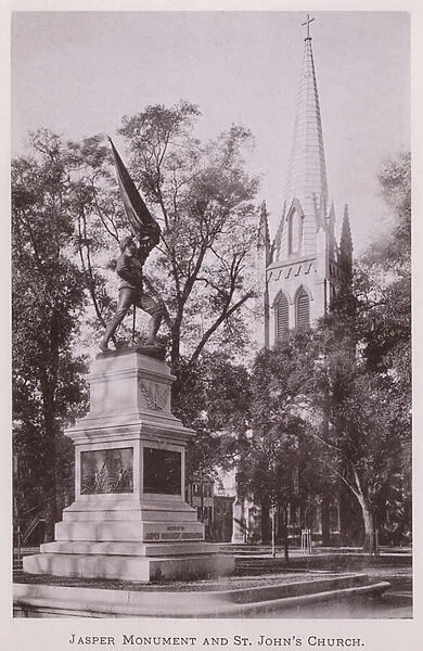 Jasper Monument and St Johns Church (b  /  w photo)
