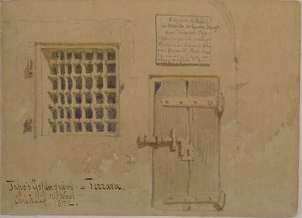 Jassos Prison in Ferrara, 1852 (pencil and w  /  c wash on paper)