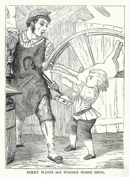 Jemmy wants his wooden horse shod (engraving)