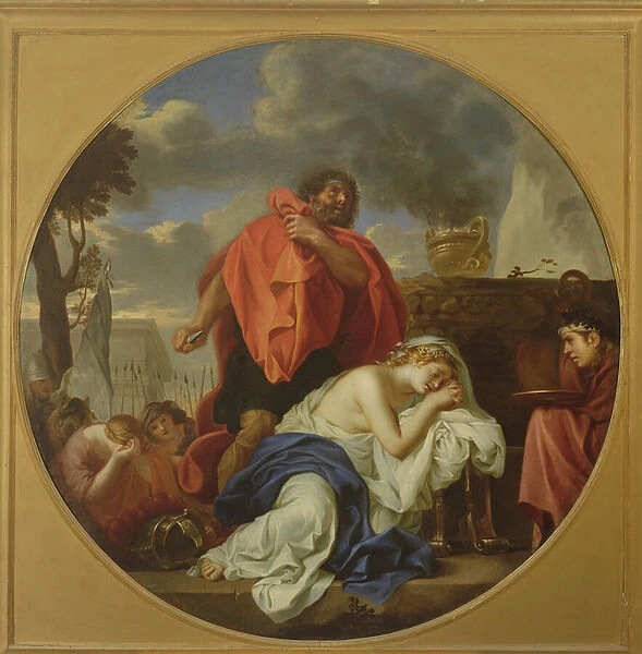 Jephthah about to sacrifice his daughter (oil on canvas)