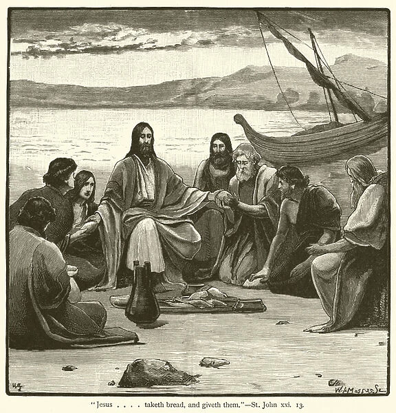 'Jesus... taketh bread, and giveth them', St John, xxi, 13 (engraving)