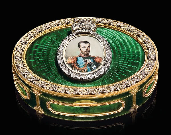 A jewelled snuff-box with a w  /  c miniature of Emperor Nicholas II, c