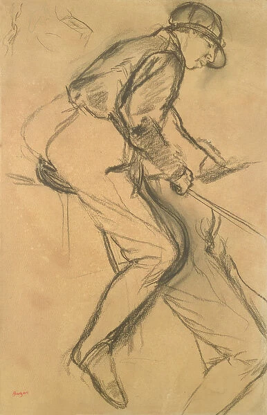 A Jockey, 19th century (charcoal on paper)