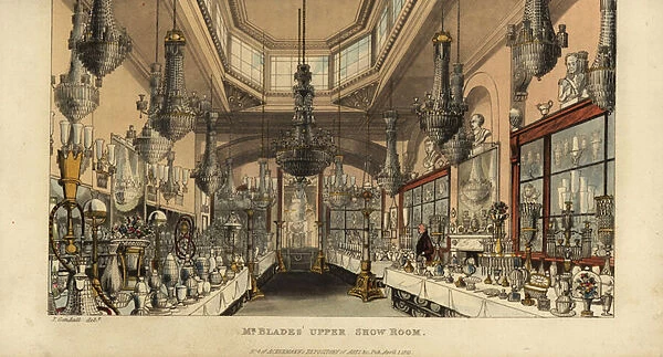 John Blades upper showroom of ornamental glass, 1823 (engraving)
