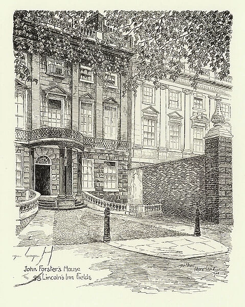 John Forster's House, 58 Lincoln's Inn Fields (litho)