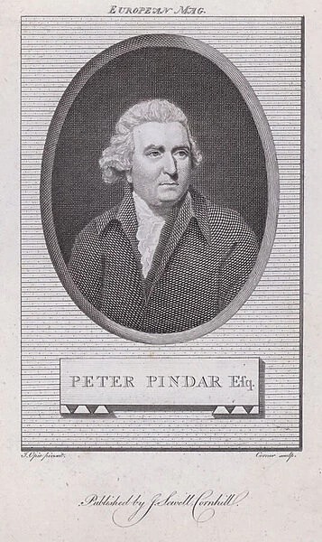 John Wolcot, English physician and satirist who wrote under the pen name Peter Pindar (engraving)