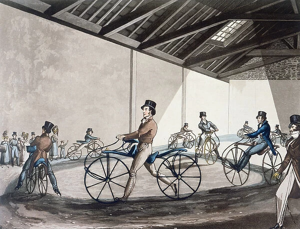 Johnsons Pedestrian Hobbyhorse Riding School, 1819 (colour litho)