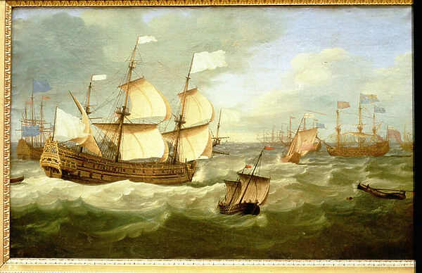 The Joining of d Estrees and the Duke of York, 1672 (oil on canvas)