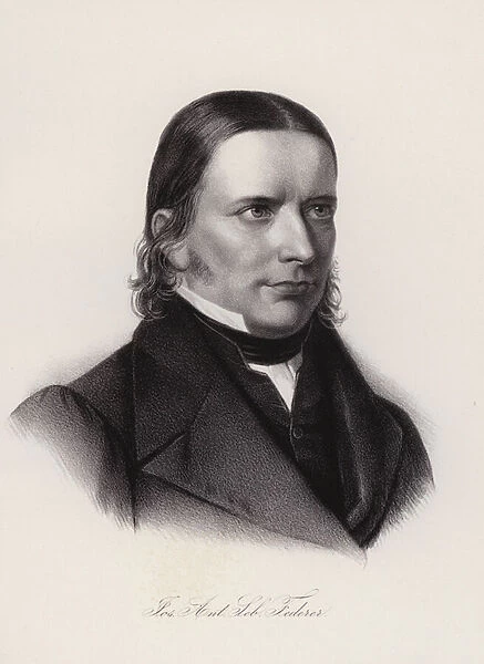 Josef Anton Sebastian Federer, Swiss theologian, teacher and politician (engraving)