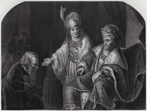 Joseph presenting his Father to Pharaoh (engraving)