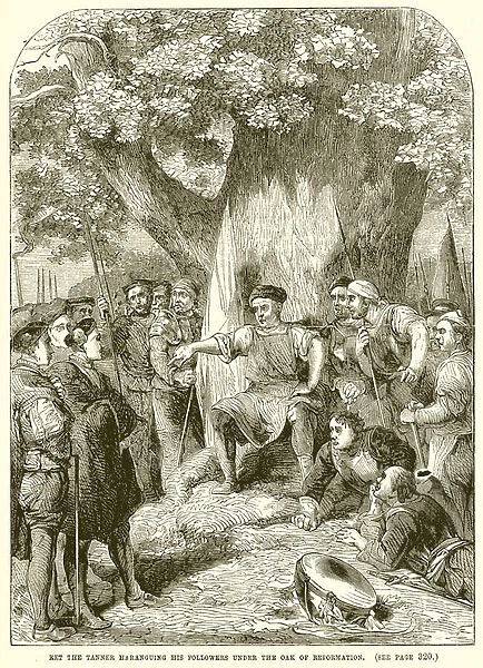 Ket the Tanner Haranguing his followers under the Oak of reformation (engraving)