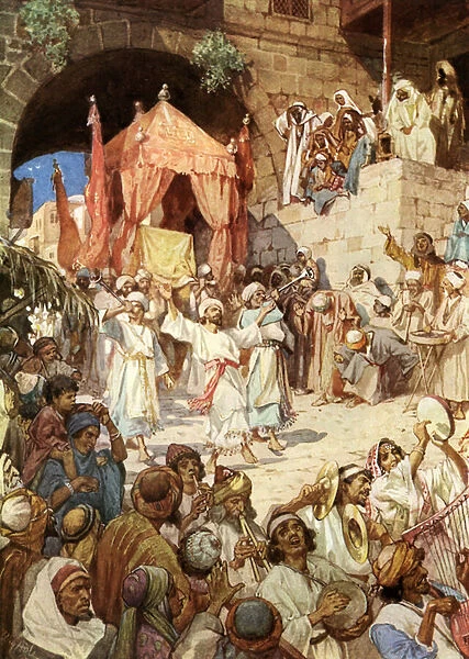 King David bringing the ark into Jerusalem - Bible