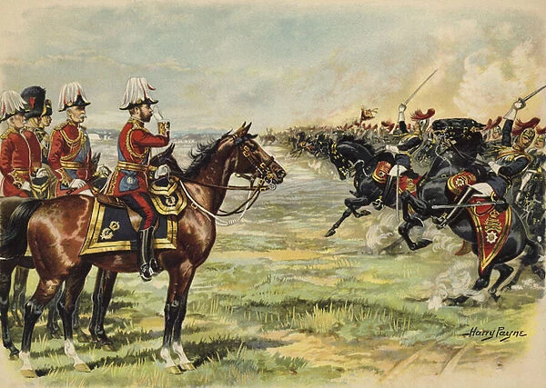 King George V reviewing his troops at Aldershot (chromolitho)