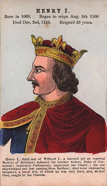 King Henry I (coloured engraving)
