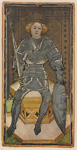 The King of Swords, facsimile of a tarot card from the Visconti deck
