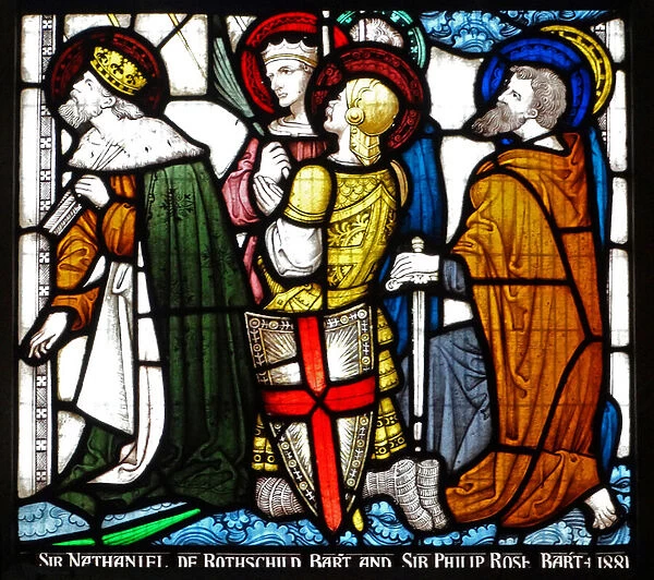 Kings and knights kneeling in prayer, detail from the East Window of the Chancel, c