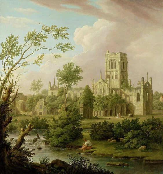 Kirkstall Abbey, Yorkshire, 1747 (oil on canvas)